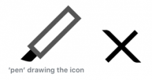 icons - pen 'drawing' icon with alternate corner radius (138×261 px, 7 KB)